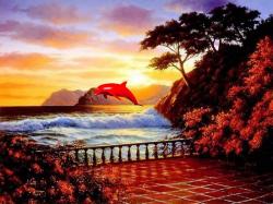 3d Red Dolphin