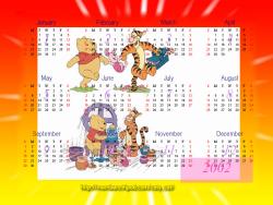 Pooh Year 2002 Calendar 800x600