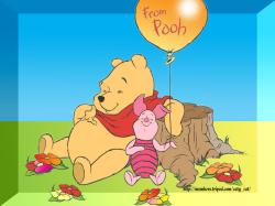 Pooh giving a gift to piglet