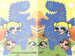 The Powerpuff Girls figthing Villain