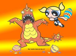 Bubbles fighting a Monster