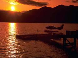 sea plane sunset